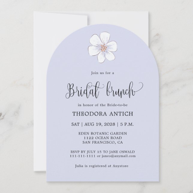 Invitation Brunch nuptial romantique Lilac (Devant)