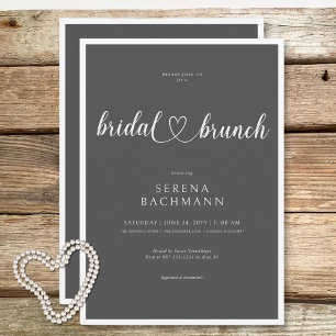 Invitation Brunch nuptial romantique moderne minimaliste gris