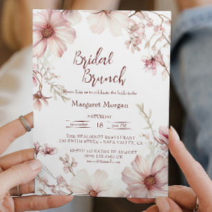 Invitation Brunch nuptial rose et blanc cerise en fleur