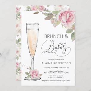 Invitation Brunch nuptial rose et bulbbly Mimosa