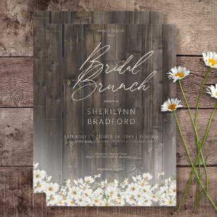 Invitation Brunch nuptial rustique Barnwood & Daisies