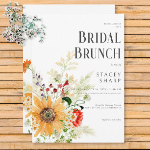 Invitation Brunch nuptial rustique Fleur sauvage et tournesol