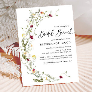 Invitation Brunch nuptial rustique Fleur sauvage Wreath