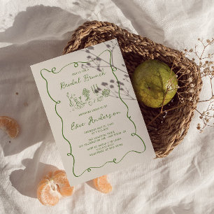 Invitation Brunch nuptial vert à main