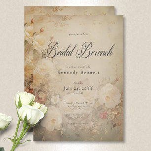 Invitation Brunch nuptial vintage de Roses blanches victorien