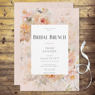 Invitation Brunch nuptial vintage Rustique rose
