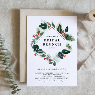Invitation Brunch nuptial Winterberry et Holly Greenery