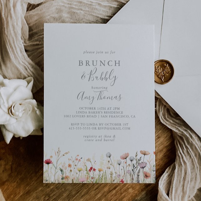 Invitation Brunch pétillant de mariage champêtre fleuri et he (Créateur téléchargé)