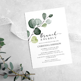 Invitation Brunch pétillant de verdure d'eucalyptus pour la d