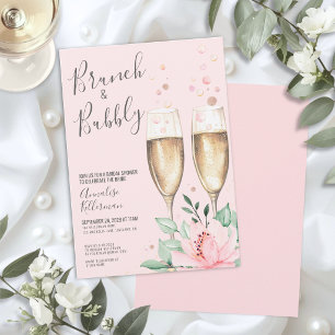Invitation Brunch Pétillant Rosé Floral Mariage Shower