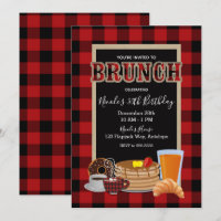 Brunch Petit Déjeuner Rustique Rouge Noir Carreaux