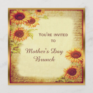Invitation Brunch pour la fête des mères des tournesols Vinta