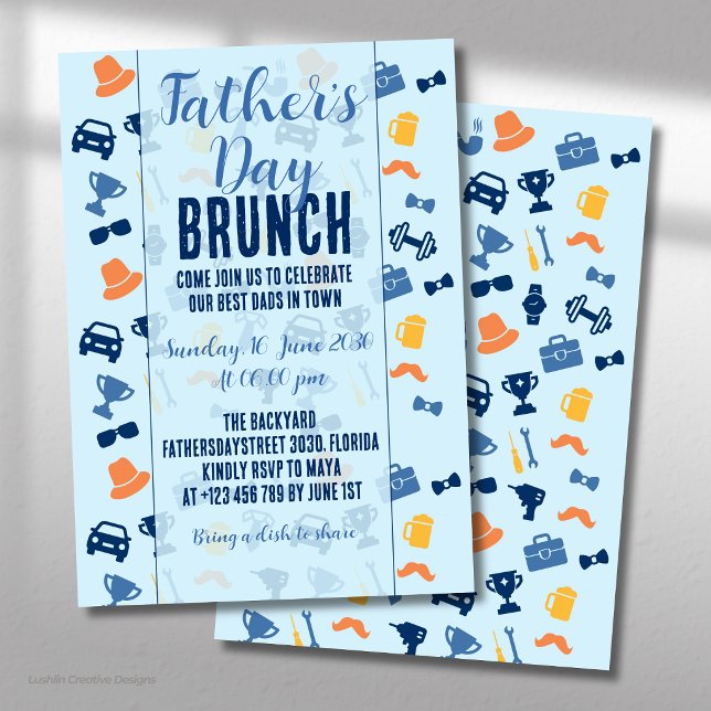 Invitation brunch pour la fête des Pères avec icôn (Créateur téléchargé)