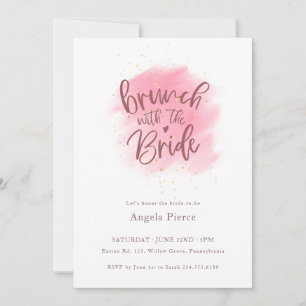 Invitation Brunch rose Gold avec Fête des mariées mariée