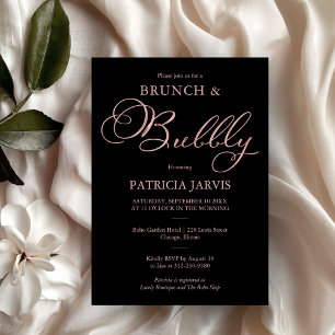 Invitation Brunch rose Gold Foil Et Fête des mariées Bubbly
