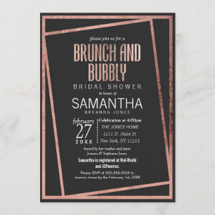 Invitation Brunch rose incliné simple de noir de frontière