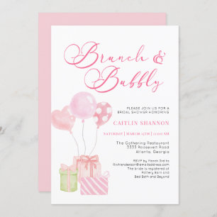 Invitation Brunch rose mignon et Fête des mariées mousseuse