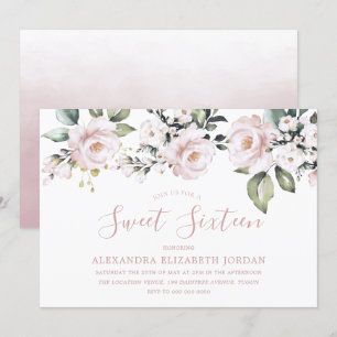 Invitation Brunch roux Rose et sucré 16 fêtes