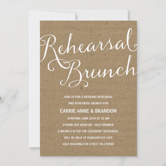 Invitation Brunch rustique de répétition de calligraphie de (Devant)