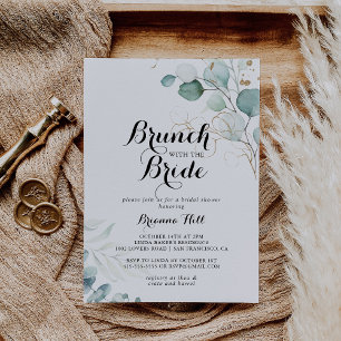 Invitation Brunch Rustique Gold Floral avec douche de mariée