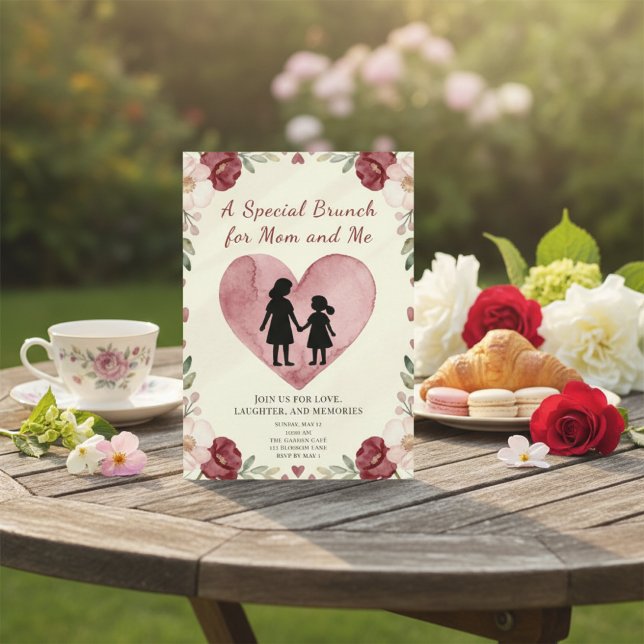 Invitation Brunch sentimental en forme de cœur pour maman et  (Créateur téléchargé)