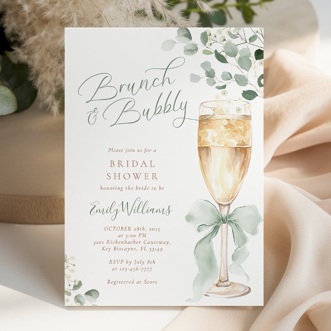 Invitation Brunch verdure et Bubbly pour une mariée (Créateur téléchargé)