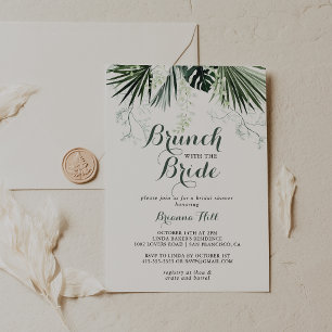 Invitation Brunch vert tropical avec douche de mariée