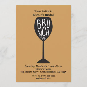 Invitation BRUNCH Wine Glass N'IMPORTE QUELLE COULEUR ET ÉVÉN