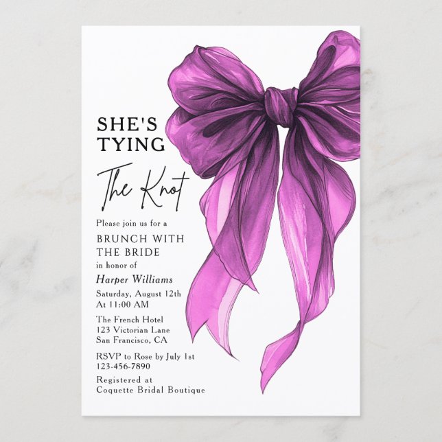 Invitation Brunch With The Bride She's Tying The Knot Bow (Devant)