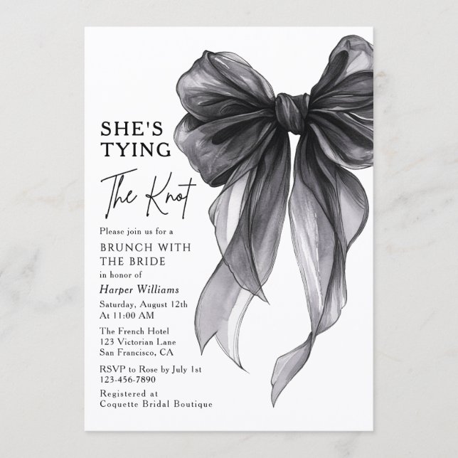 Invitation Brunch With The Bride She's Tying The Knot Bow (Devant)