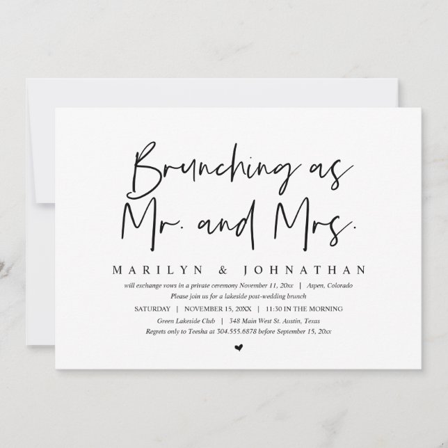 Invitation Brunching As M. et Mme, Mariage de poste Brunch (Devant)