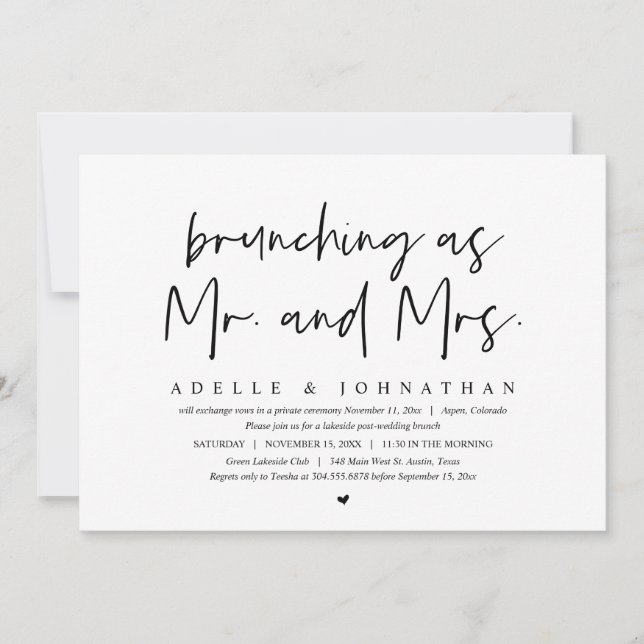 Invitation Brunching As M. et Mme, Mariage de poste Brunch (Devant)