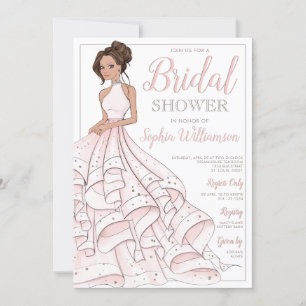 Invitation Brunette Parties scintillant Glam Bride Fête des m