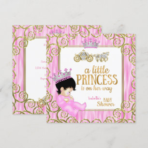 Invitation Brunette Princess Baby shower Cheval Rose Carrière