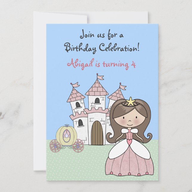 Invitation Brunette Princess Fairy Tale Anniversaire Invitati (Devant)