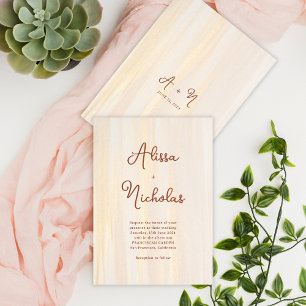 Invitation Brush Gold & Terracotta Script Monogram Mariage