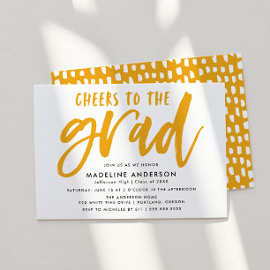 Invitation Brush Jaune Grad Grad Script Graduation