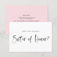 Brush Lettering Pink Be Ma soeur d'honneur