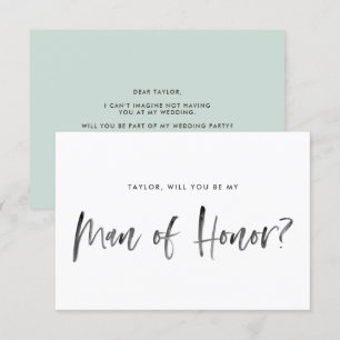Invitation Brush Letting Mint Serez-vous mon homme d'honneur