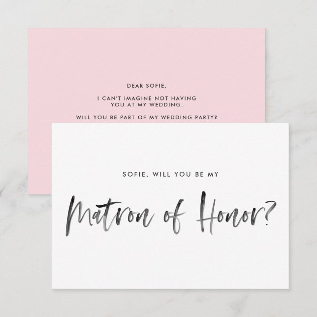 Invitation Brush Letting Pink Be My Matron of Honor (Devant / Derrière)