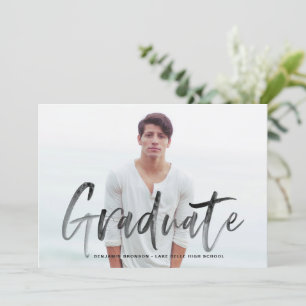 Invitation Brush noir Lettering Photo Graduation