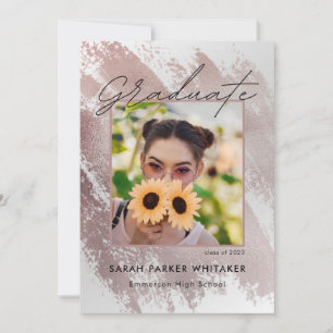 Invitation Brush or Rose moderne Strokes Graduation Party