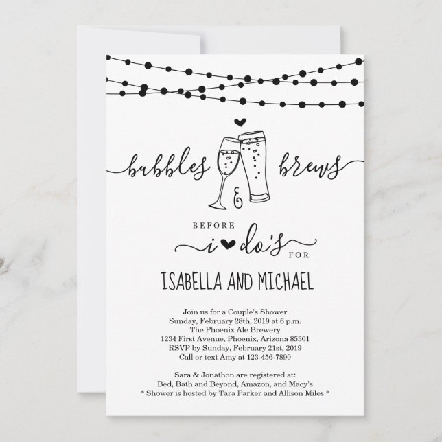 Invitation Bubble & Brew avant que je ne fais Couple Shower I (Devant)