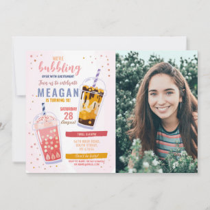Invitation Bubble Thé Anniversaire Café Boutique Photo Célébr