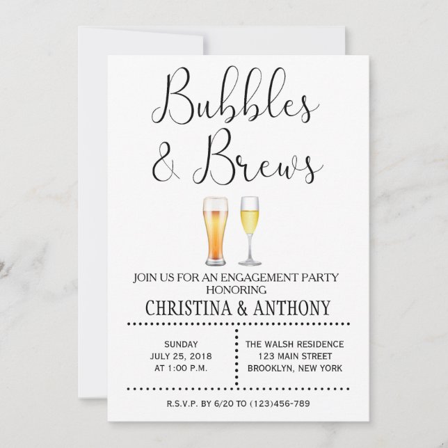 Invitation Bubbles and Brews Engagement Party (Devant)