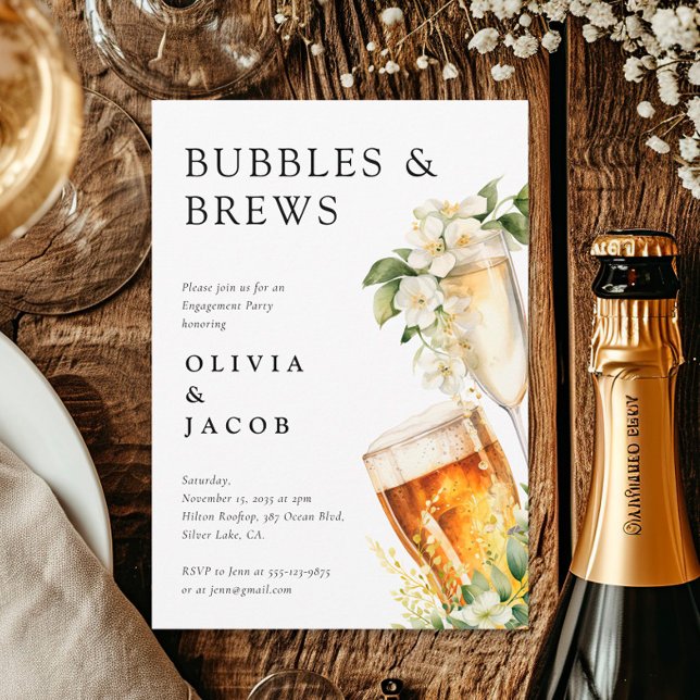 Invitation Bubbles and Brews Engagement Party (Créateur téléchargé)