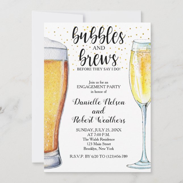Invitation Bubbles and Brews Engagement Party (Devant)
