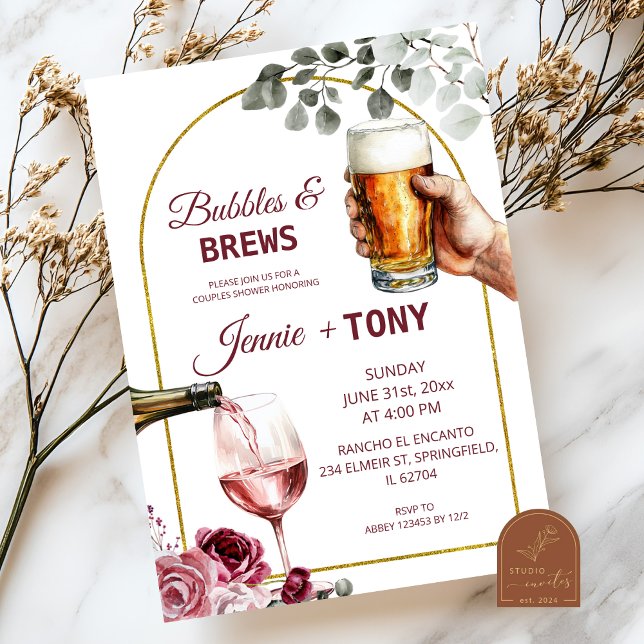 Invitation Bubbles and Brews Shower de Couple  (Créateur téléchargé)
