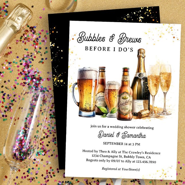 Invitation Bubbles and Brews Wedding shower Engagement Party (Bubbles & Brews before I Do Wedding Shower Invitation)