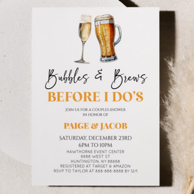 Invitation Bubbles Brews avant que je ne Mariage Couples Douc (Créateur téléchargé)